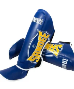 Protège-tibias en cuir Sandee Cool-Tec – Bleu/Jaune