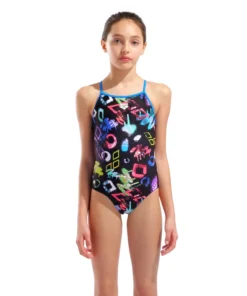 Bañador arena Feel Graffiti Light Drop Back para niña – Multicolor Negro