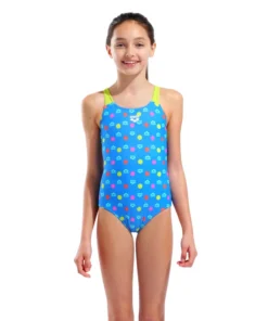Bañador arena Multiple Dot Swim Pro Back para niña – Azul Multicolor