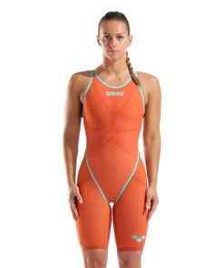 Bañador a la rodilla de espalda abierta arena Powerskin Carbon Glide para mujer de la edición limitada Sunset Coral
