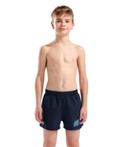 Bañador corto arena para niño Logo R – Azul Marino/Agua