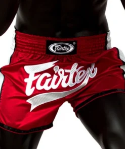 Short de Muay Thai Fairtex Slim Cut – Rouge/Blanc
