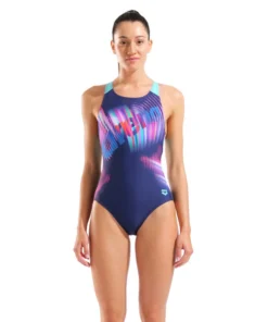 Bañador para mujer arena Feel Lit Logo V Back – Azul Marino/Agua