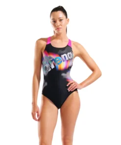 Bañador para mujer arena Feel Lit Logo V Back – Negro/Impactante