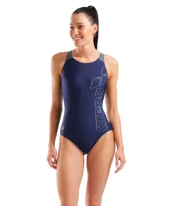Bañador para mujer arena Feel Scratchy V Back – Azul marino/salvia