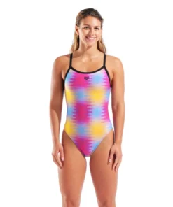 Bañador para mujer arena Performance Gradient Challenge Back – Rosa Multi