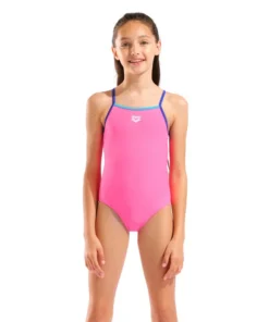 Bañador para niña arena Feel Solid Light Drop Back – Rosa impactante