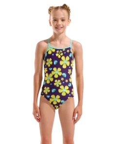 Bañador para niña arena Performance Spring Light Drop Back – Ciruela Multi