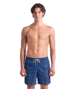 Short de playa bóxer arena para hombre Water Print Allover Marino Multi