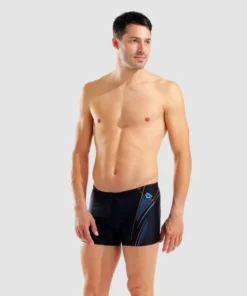Bañador short para hombre arena Feel Neo Stream – Negro/Turquesa