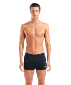Bañador short para hombre arena Performance Graphic – Negro/Turquesa