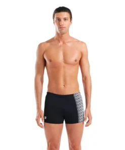 Bañador short para hombre arena Performance Logo – Blanco y negro