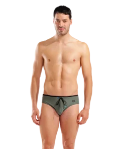Bañador slip para hombre arena Solid – Salvia/Negro