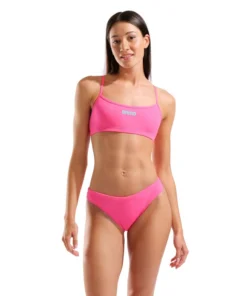 Bikini bandeau para mujer arena Performance Solid – Rosa impactante