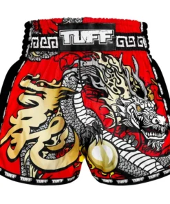 Short de Muay Thai TUFF – Style rétro Dragon chinois rouge