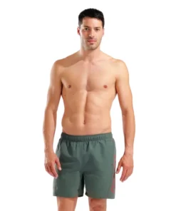 Bóxer de playa arena para hombre Fundamentals Logo R – Salvia/Rojo