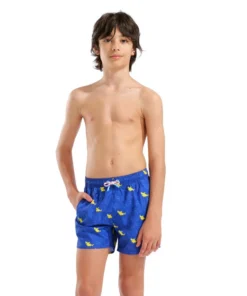 Bóxer de playa para niño arena Water Prints – Azul neón multicolor