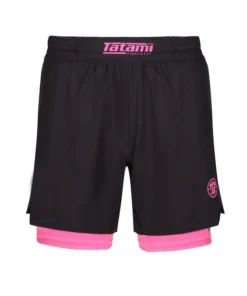 Short de Grappling Double Couche Tatami – Noir/Rose