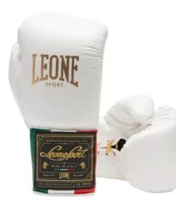 Gants de boxe Leone Orlando Classico Tricolore en dentelle – Blanc