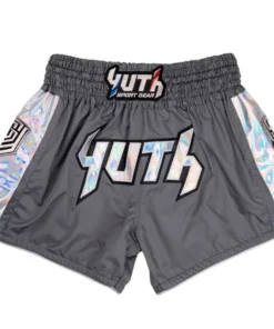 Short de Muay Thai Yuth Hologram – Gris/Argent