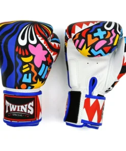 Gants de boxe Twins Abstract – Blanc/Bleu