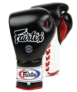 Gants de boxe mexicains à lacets BGL7 Fairtex Noir-Blanc-Rouge