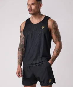 Gilet d’entraînement Gym King Fight Division imprimé en relief – Noir/Or