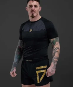 Rashguard à manches courtes Gym King Fight Division Combat – Noir