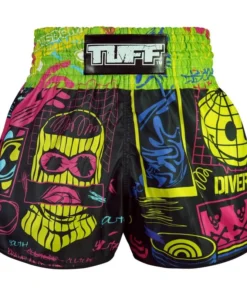 TUFF High-Cut Retro Muaythai Shorts – Neon Graffiti