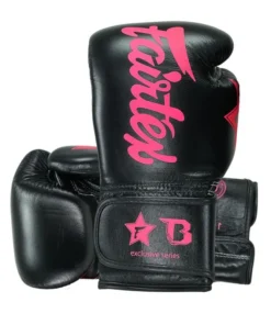 Fairtex x Booster Muay Thai Boxing Gloves – Black/Pink