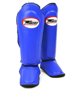 Twins Double Padded Leather Shin Guards – Blue