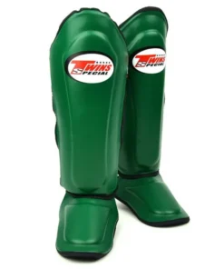 Twins Double Padded Leather Shin Guards – Dark Green