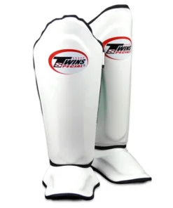 Twins Double Padded Leather Shin Guards – White
