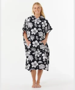 Poncho Rip Curl icon Hooded Towel Black White