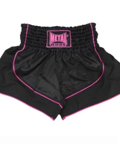 Short de Boxe Thaï Siam Metal Boxe Noir/Fuchsia – Confort & Style