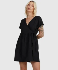 Mini Vestido Rvca Wrapped Washed Black