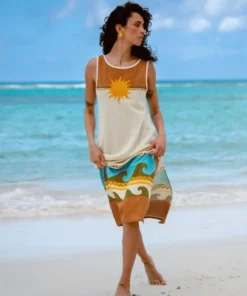 Vestido Billabong Solar Babe Midi Caramel Cafe