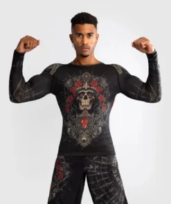 Rashguard à Manches Longues Venum Santa Muerte 5.0 – Noir Profond/Or
