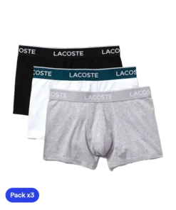 Calzoncillos Lacoste Algodón Blanco/Gris/Negro 2025 (Pack x3)