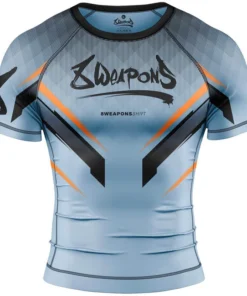 Rashguard Manches Courtes – 8 WEAPONS – Shift – Gris glacé/Orange