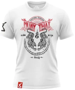T-shirt – 8 WEAPONS – Sak Yant Tigers Muay Thaï – Blanc