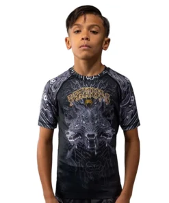 Rashguard enfant manches courtes Venum Wolf Atak – Noir/Gris