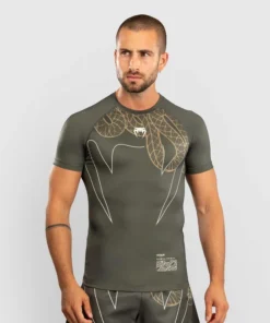 Rashguard manches courtes Venum Serpenti – Kaki/Bronze