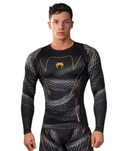 Rashguard Manches Longues Venum Matupa – Noir/Gris/Or