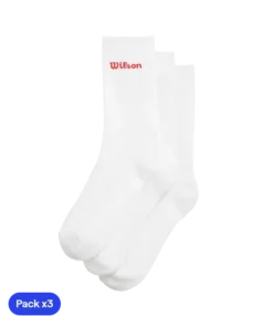 Calcetines Largos Wilson U Crew Logo Blanco 2025 (Pack x3)