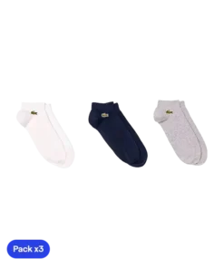 Calcetines Lacoste Cortos Azul/Gris/Blanco (Pack x3)