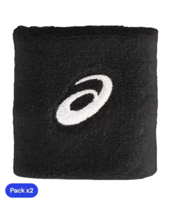 Muñequeras Asics Cortas Negras (Pack x2)
