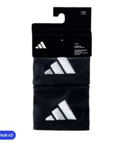 Muñequeras Adidas Cortas Negras Logo Grande