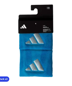 Muñequeras Adidas Cortas Azules Logo Grande (Pack x2)