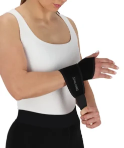 MUÑEQUERA SPALDING CON DEDO Y VELCRO NEGRA TALLA ESTANDAR